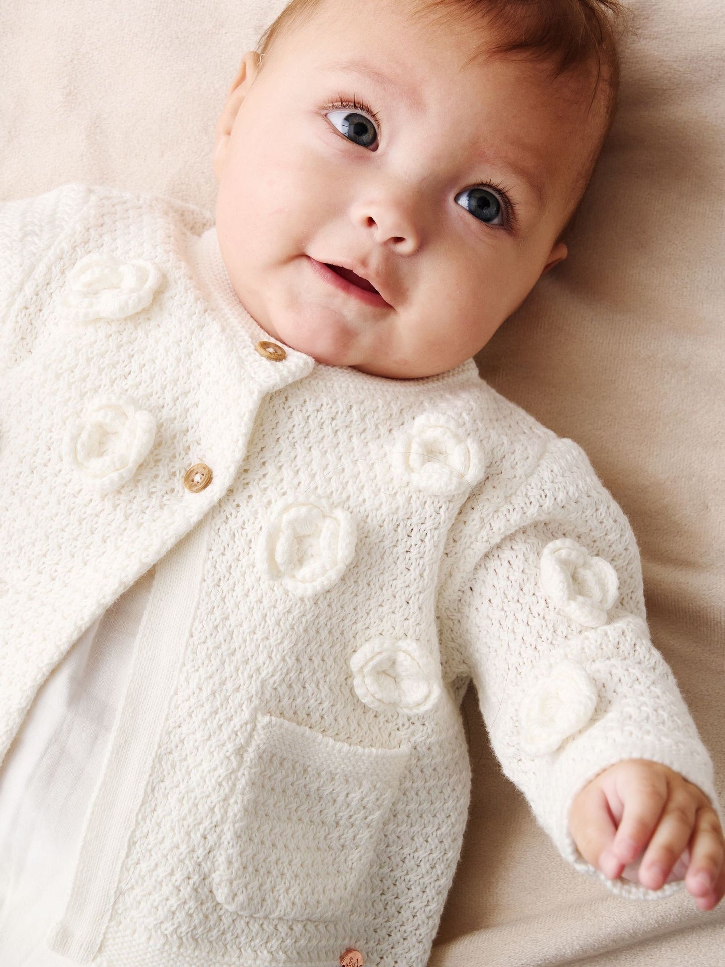 Dsiney Kidz - Angel & Rocket Cream Dolly Flower Knit Cardigan image 3
