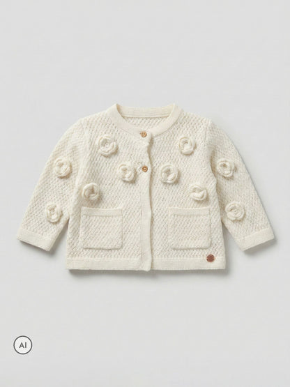 Dsiney Kidz - Angel & Rocket Cream Dolly Flower Knit Cardigan image 5