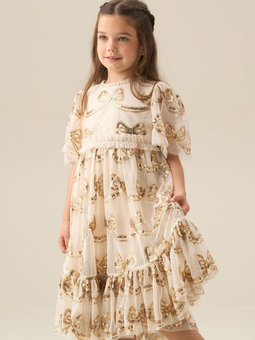 Dsiney Kidz - Angel & Rocket Natural Delta Champagne Sequin Bow Dress image 1