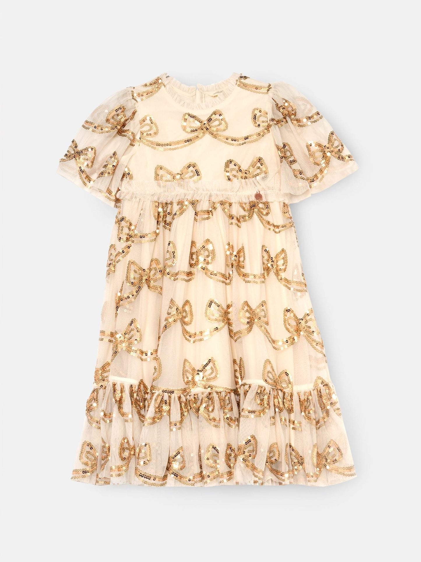 Angel & Rocket Natural Delta Champagne Sequin Bow Dress image 5