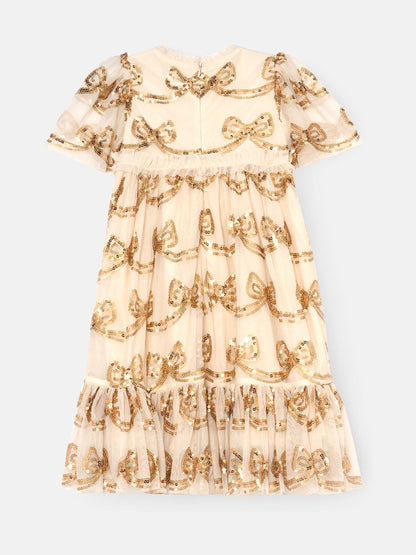 Angel & Rocket Natural Delta Champagne Sequin Bow Dress image 6