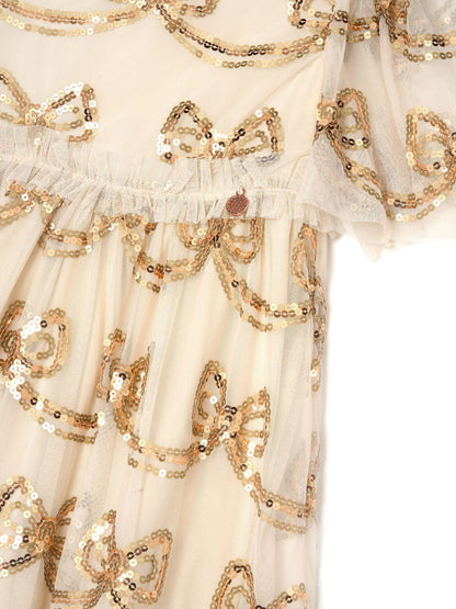 Angel & Rocket Natural Delta Champagne Sequin Bow Dress image 7