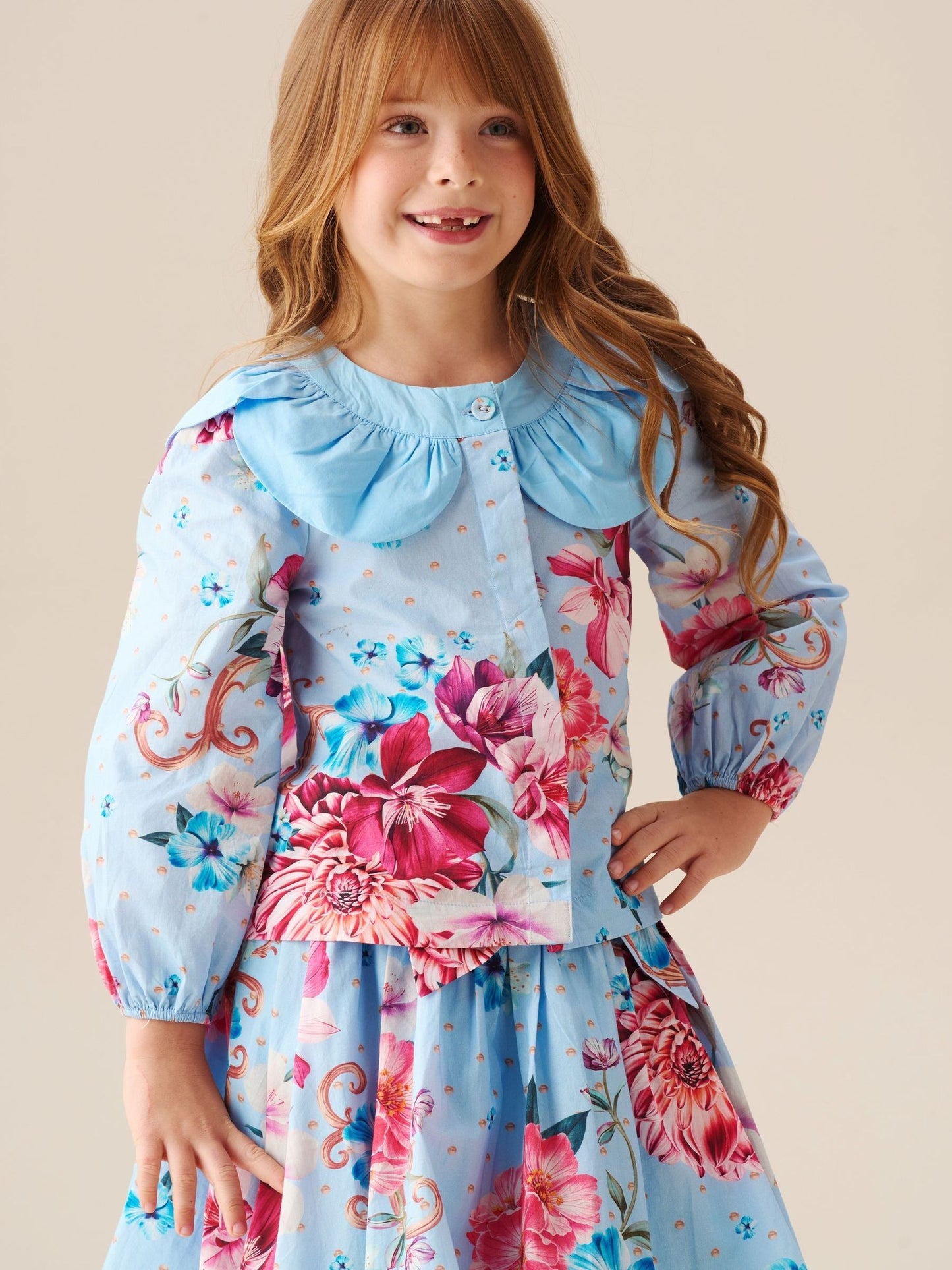 Dsiney Kidz - Angel & Rocket Blue Darcy Blue Print Petal Collar Top image 1
