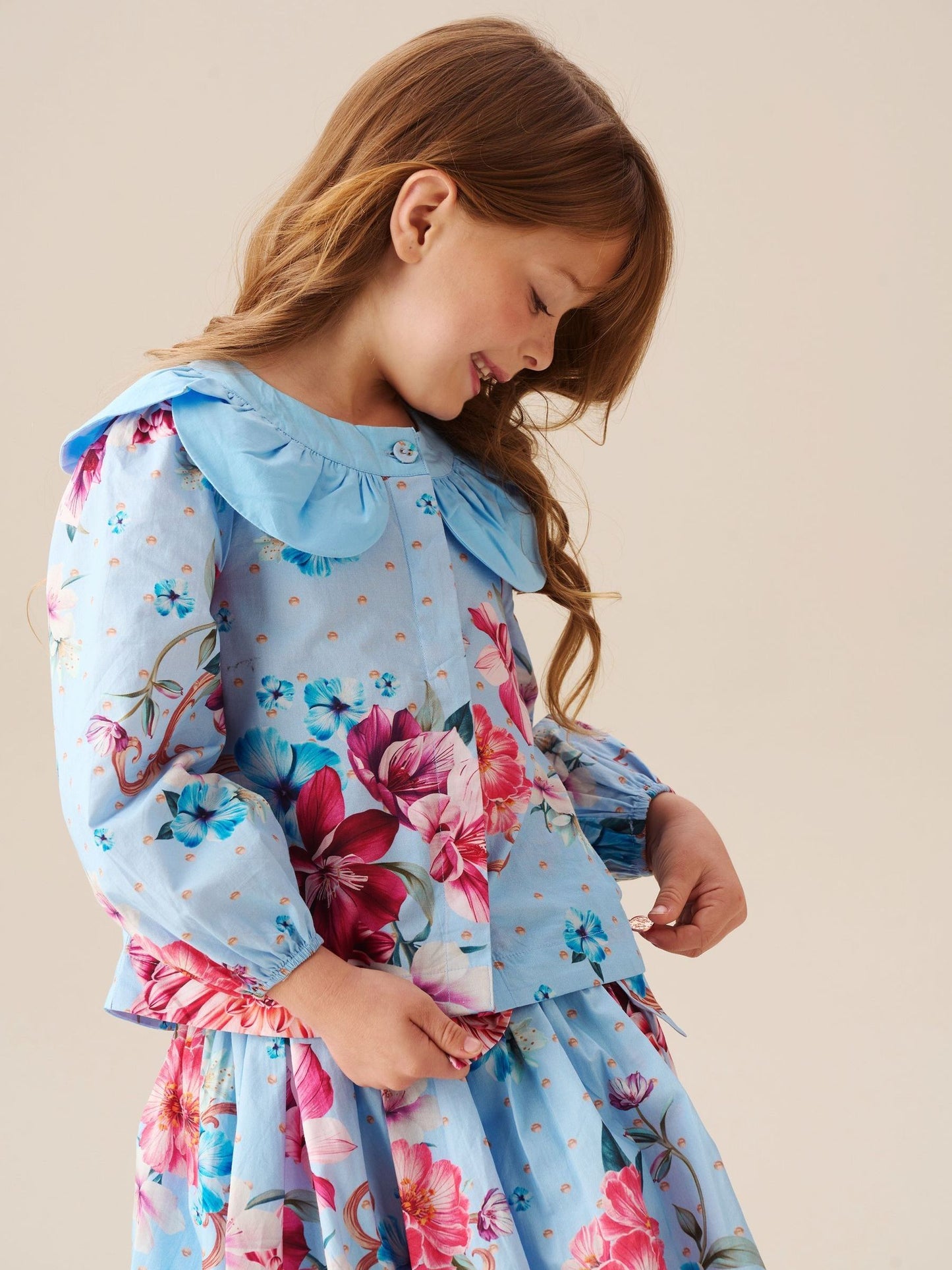 Dsiney Kidz - Angel & Rocket Blue Darcy Blue Print Petal Collar Top image 4