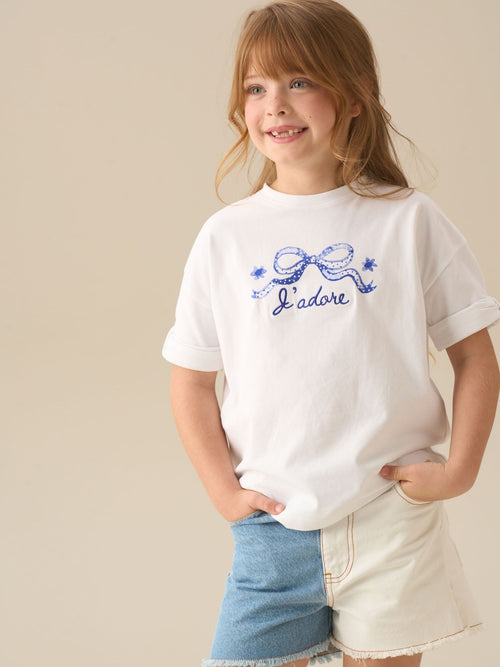 Dsiney Kidz - Angel & Rocket White Joanie Floral Placement Print T-Shirt image 1