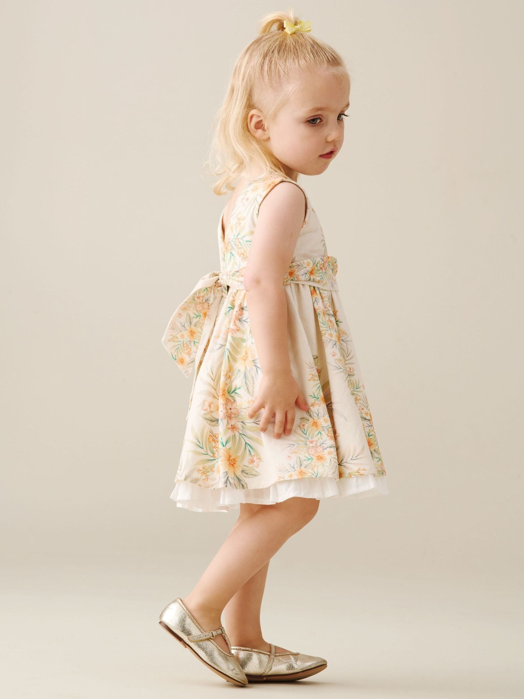 Angel & Rocket Yellow Seren Printed Tie Waist Dress image 4
