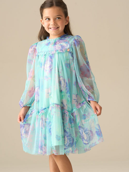 Dsiney Kidz - Angel & Rocket Green Beatrice Mesh Frill Dress image 1
