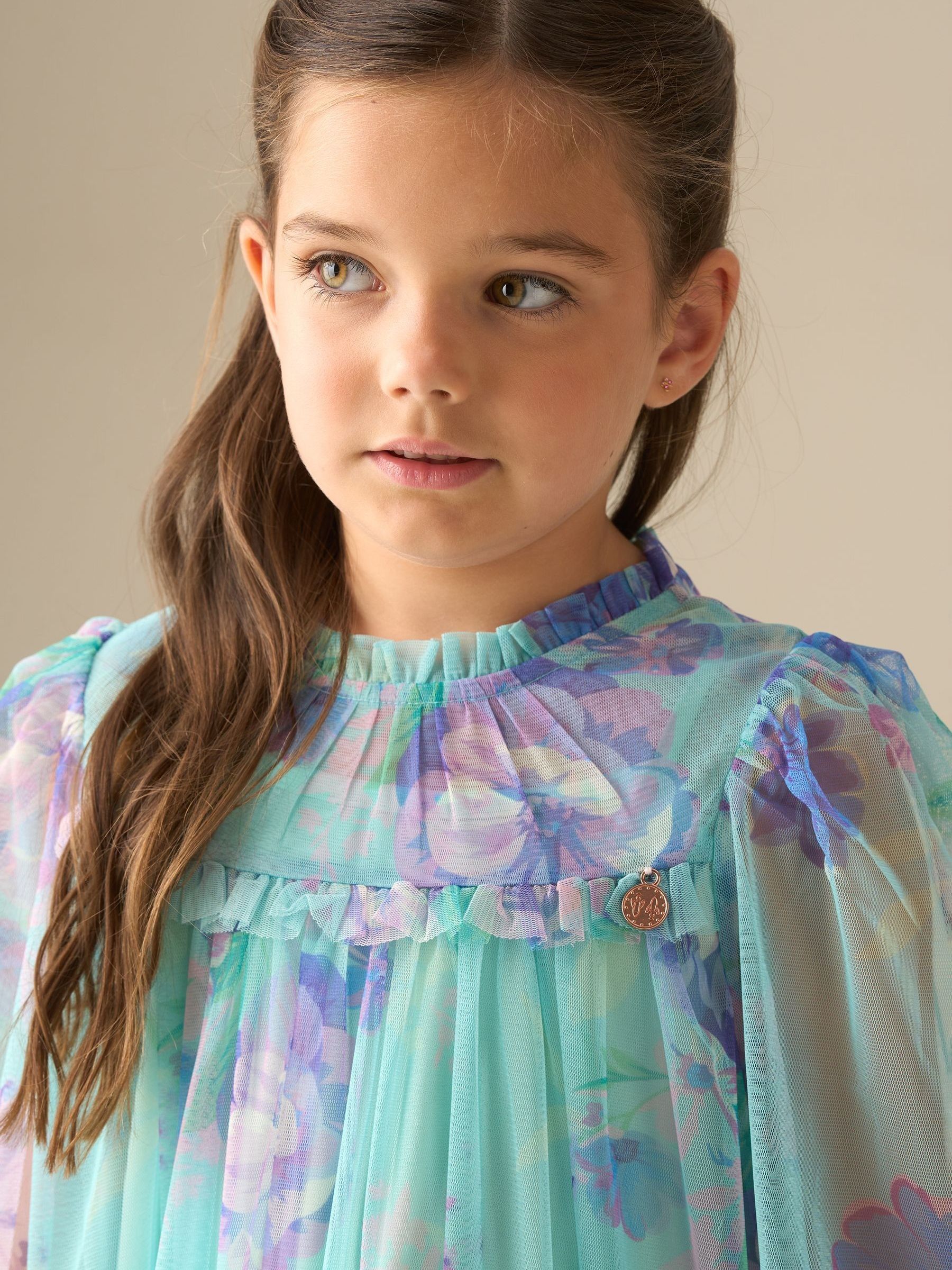 Angel & Rocket Green Beatrice Mesh Frill Dress image 3