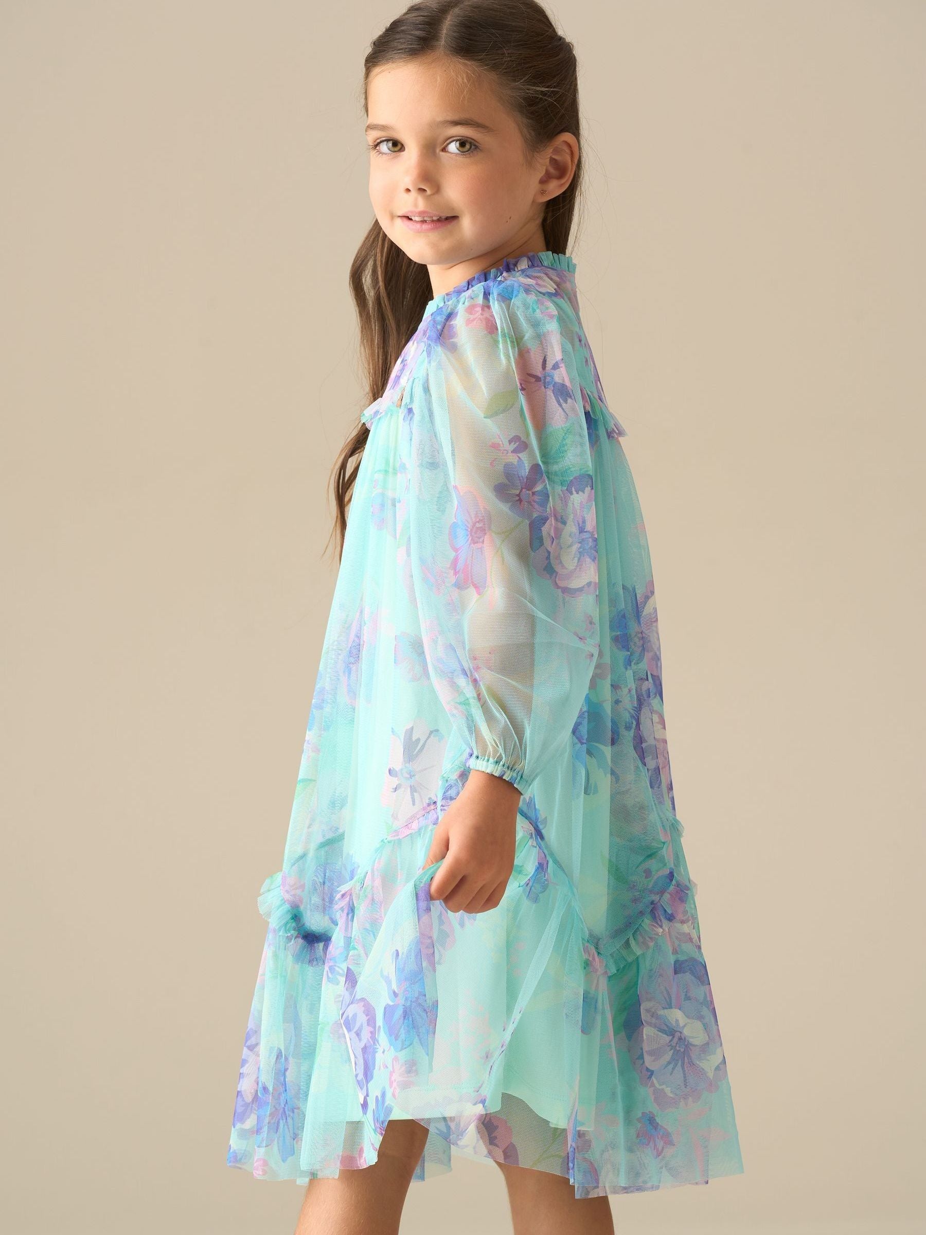 Angel & Rocket Green Beatrice Mesh Frill Dress image 4