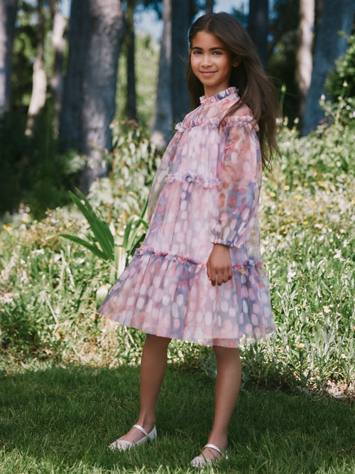 Dsiney Kidz - Angel & Rocket Pink Cara Printed Swing Mesh Dress image 1