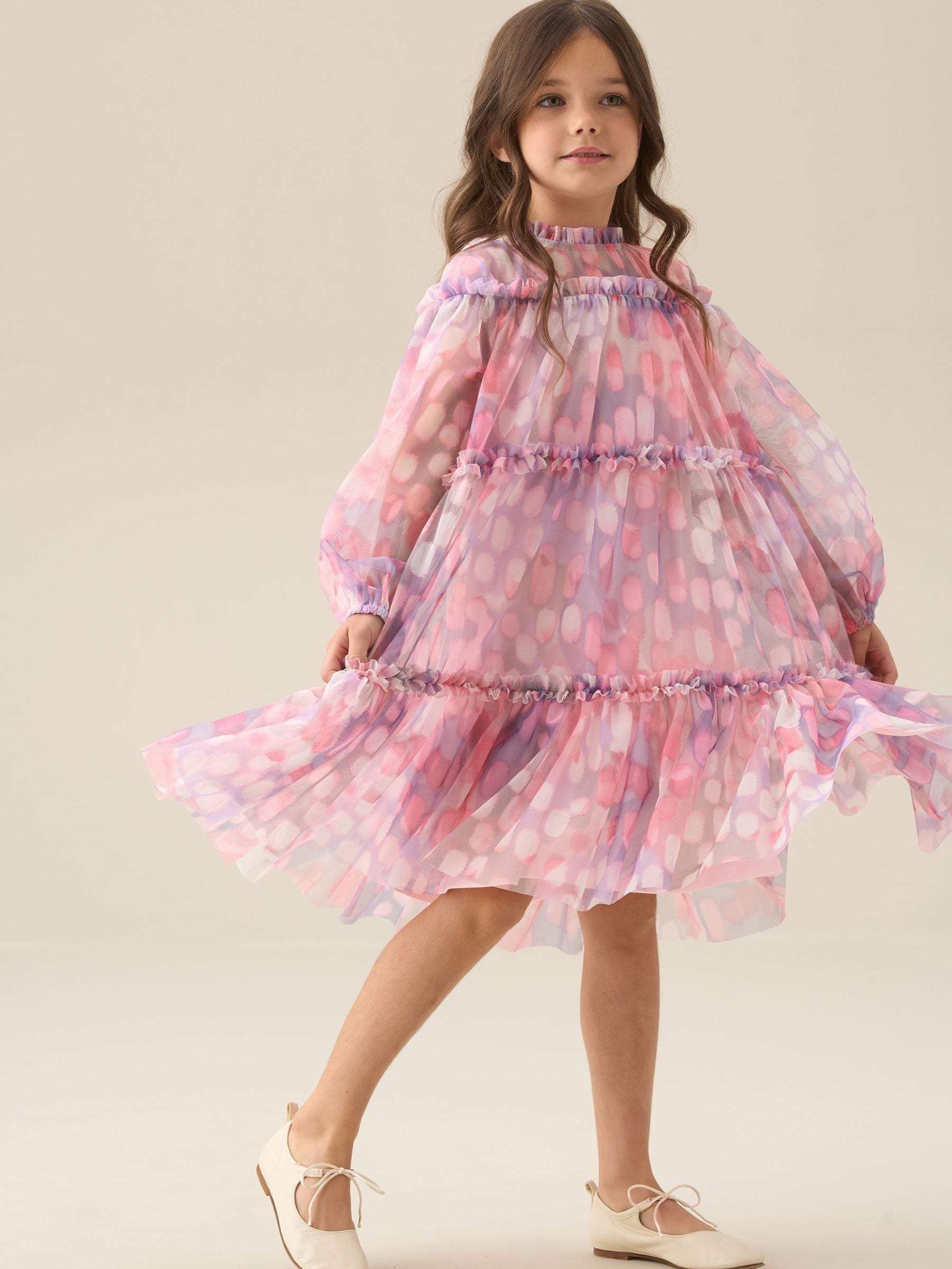 Angel & Rocket Pink Cara Printed Swing Mesh Dress image 11