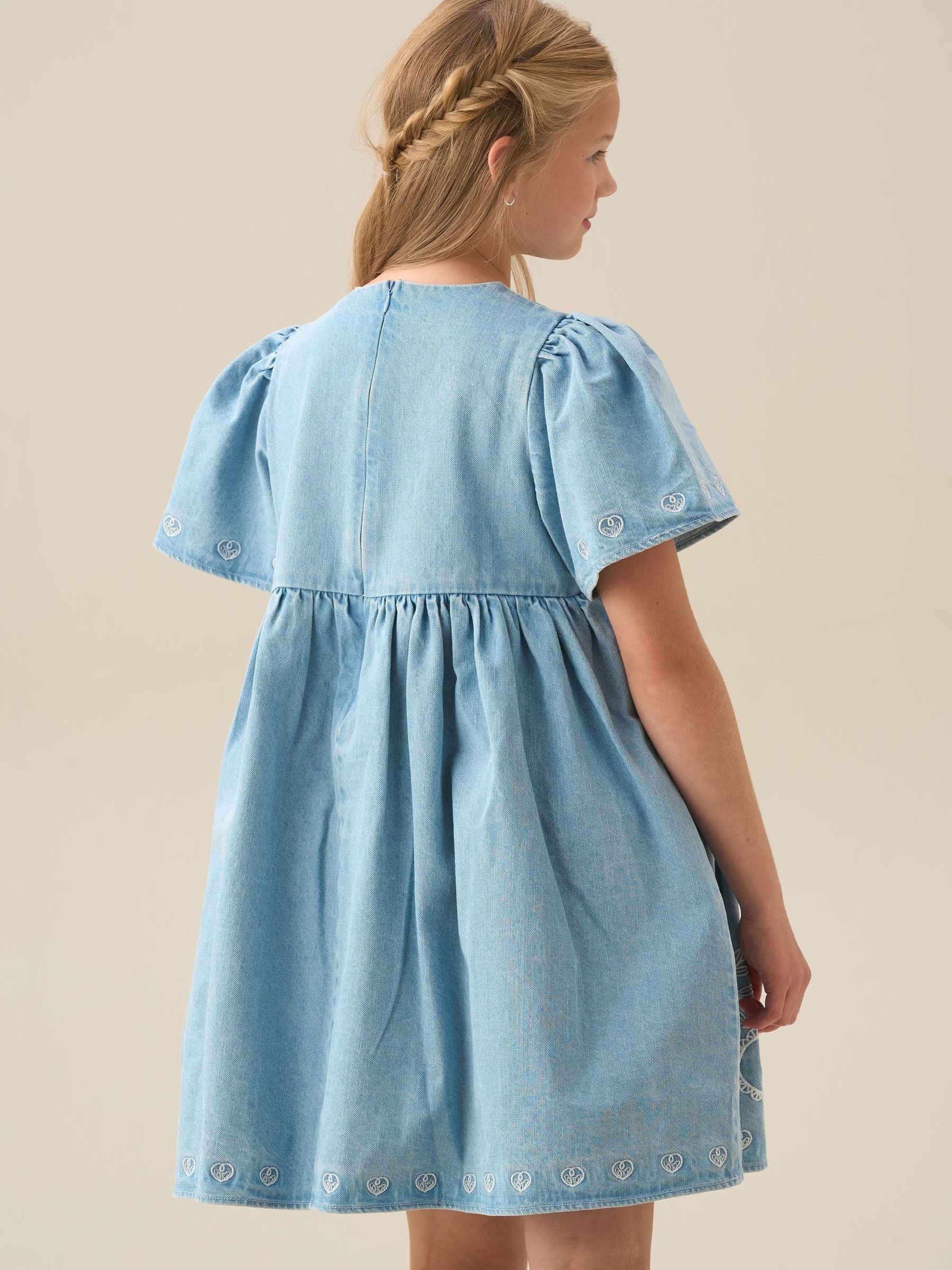 Angel & Rocket Blue Reyna Ivory Embroidered Swing Dress image 3
