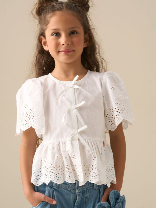 Dsiney Kidz - Angel & Rocket White Ria Broderie Tie Front Peplum Blouse image 1