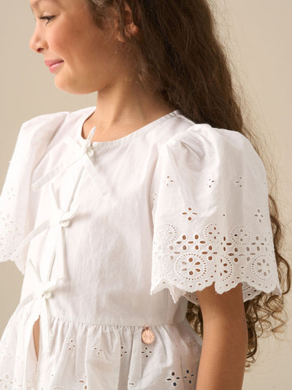 Dsiney Kidz - Angel & Rocket White Ria Broderie Tie Front Peplum Blouse image 3