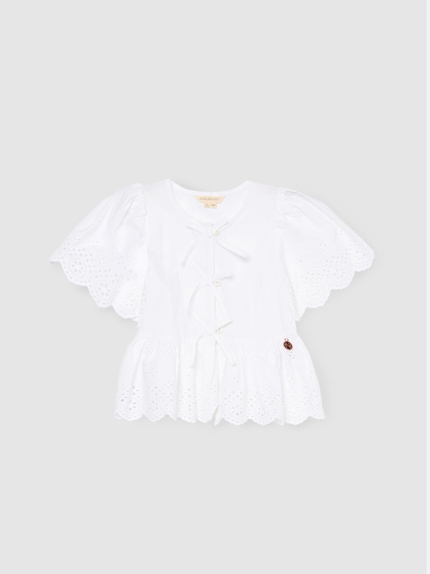 Dsiney Kidz - Angel & Rocket White Ria Broderie Tie Front Peplum Blouse image 6