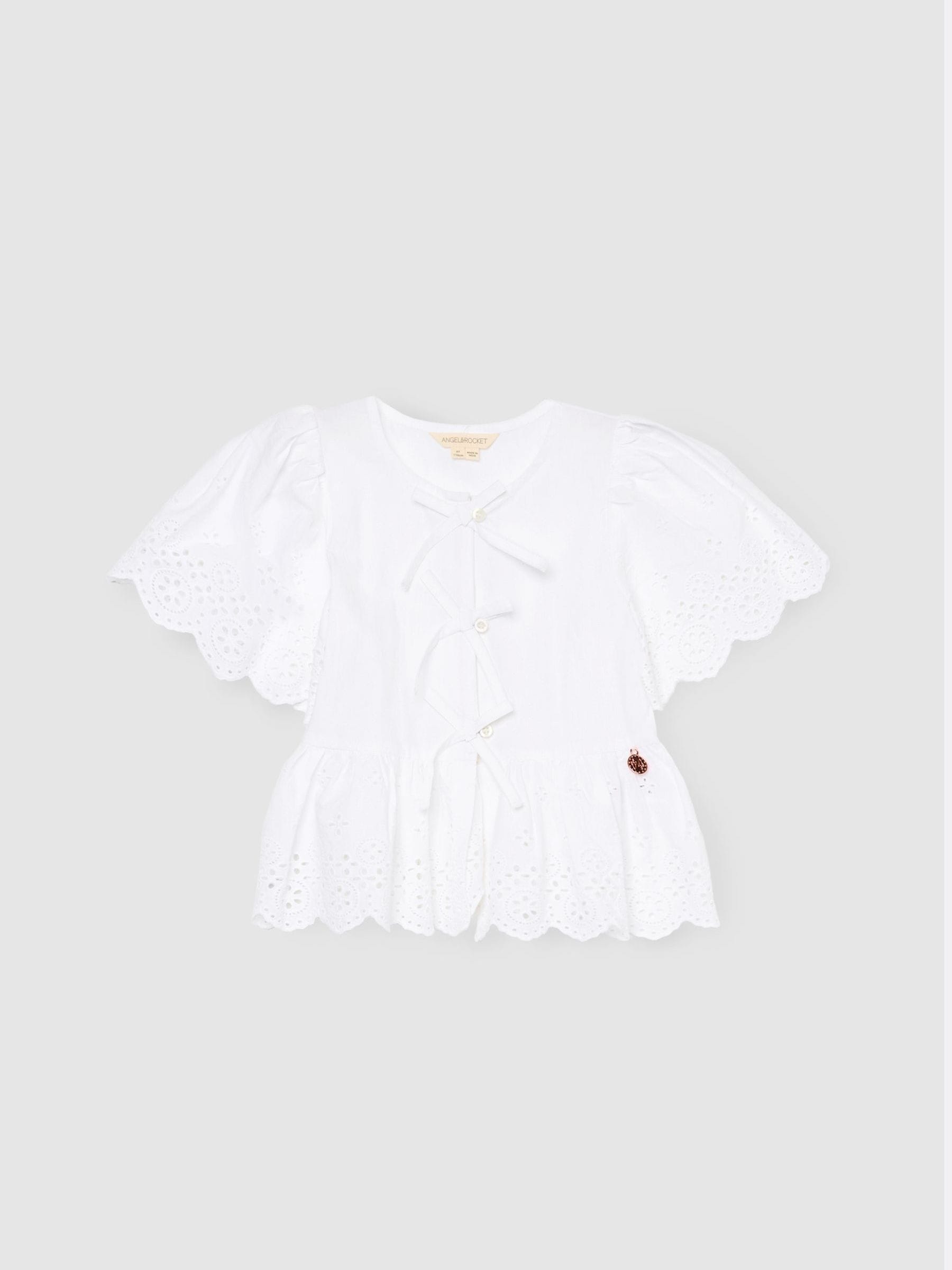 Dsiney Kidz - Angel & Rocket White Ria Broderie Tie Front Peplum Blouse image 6