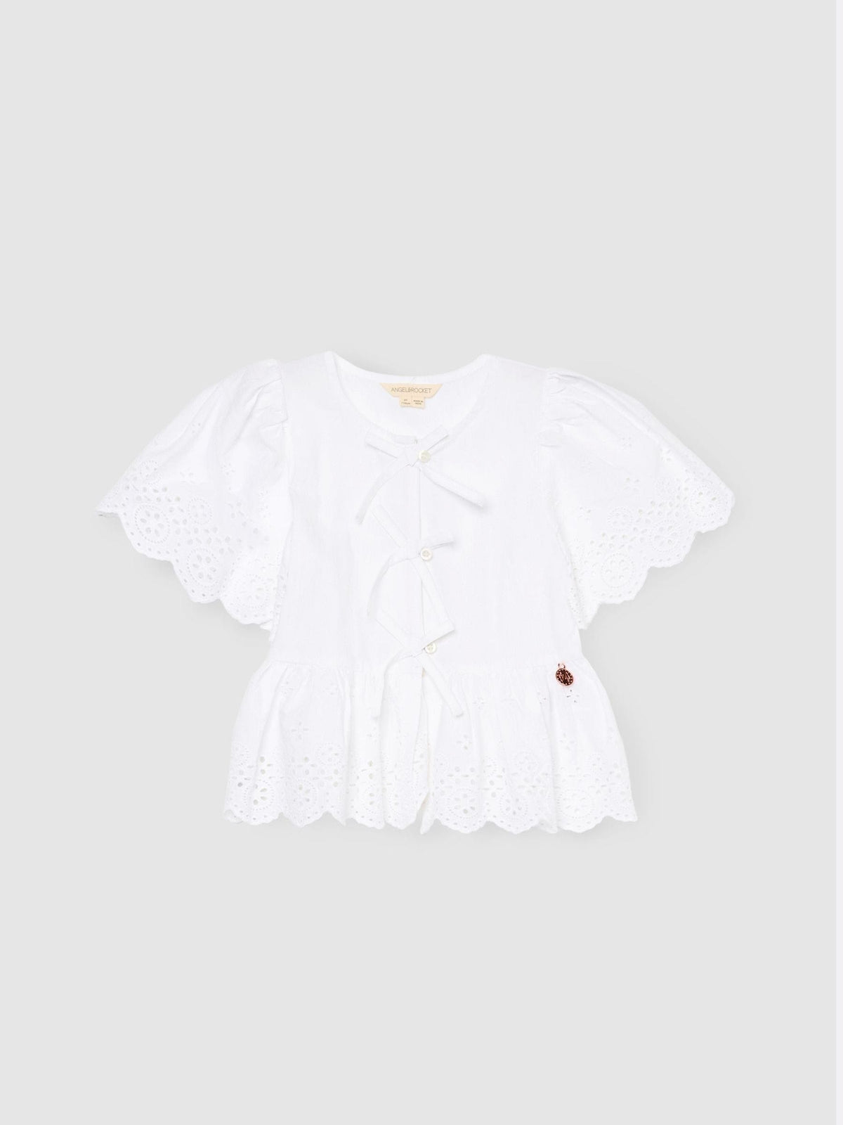 Dsiney Kidz - Angel & Rocket White Ria Broderie Tie Front Peplum Blouse image 6