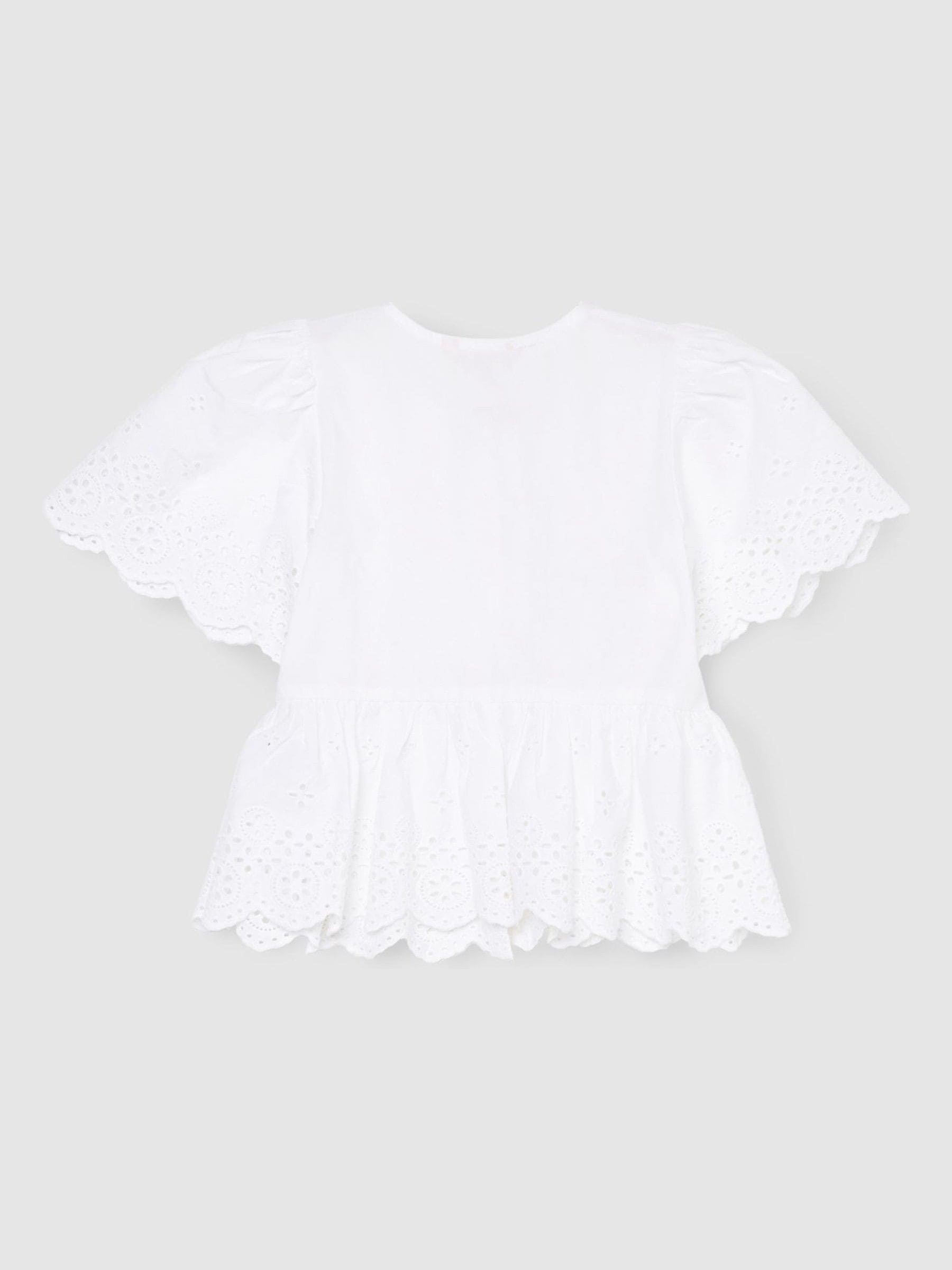 Dsiney Kidz - Angel & Rocket White Ria Broderie Tie Front Peplum Blouse image 7