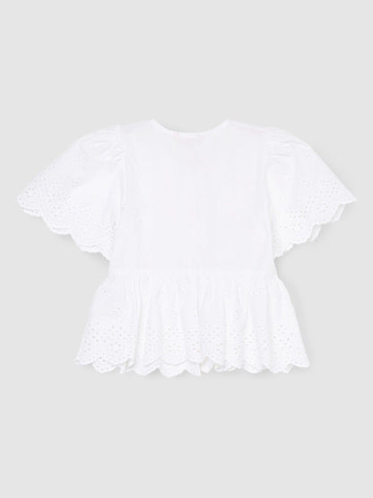 Dsiney Kidz - Angel & Rocket White Ria Broderie Tie Front Peplum Blouse image 7