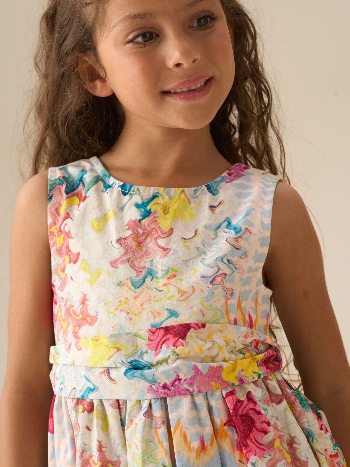 Angel & Rocket Yellow Seren Print Stripe Sash Waist Dress image 3