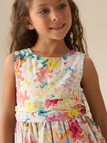 Angel & Rocket Yellow Seren Print Stripe Sash Waist Dress image 3