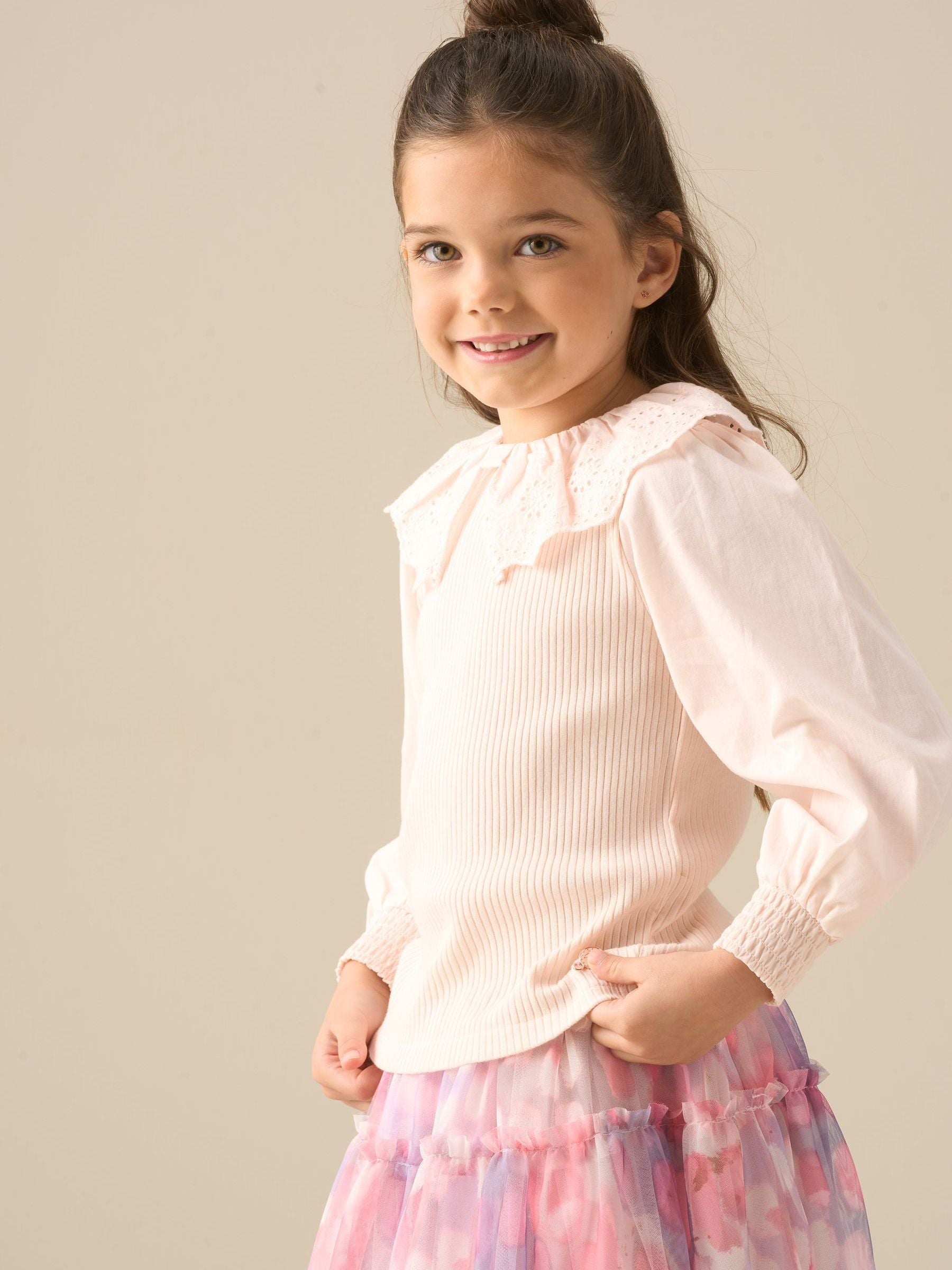 Dsiney Kidz - Angel & Rocket Pink Elise Bow Collar Long Sleeve Blouse image 1