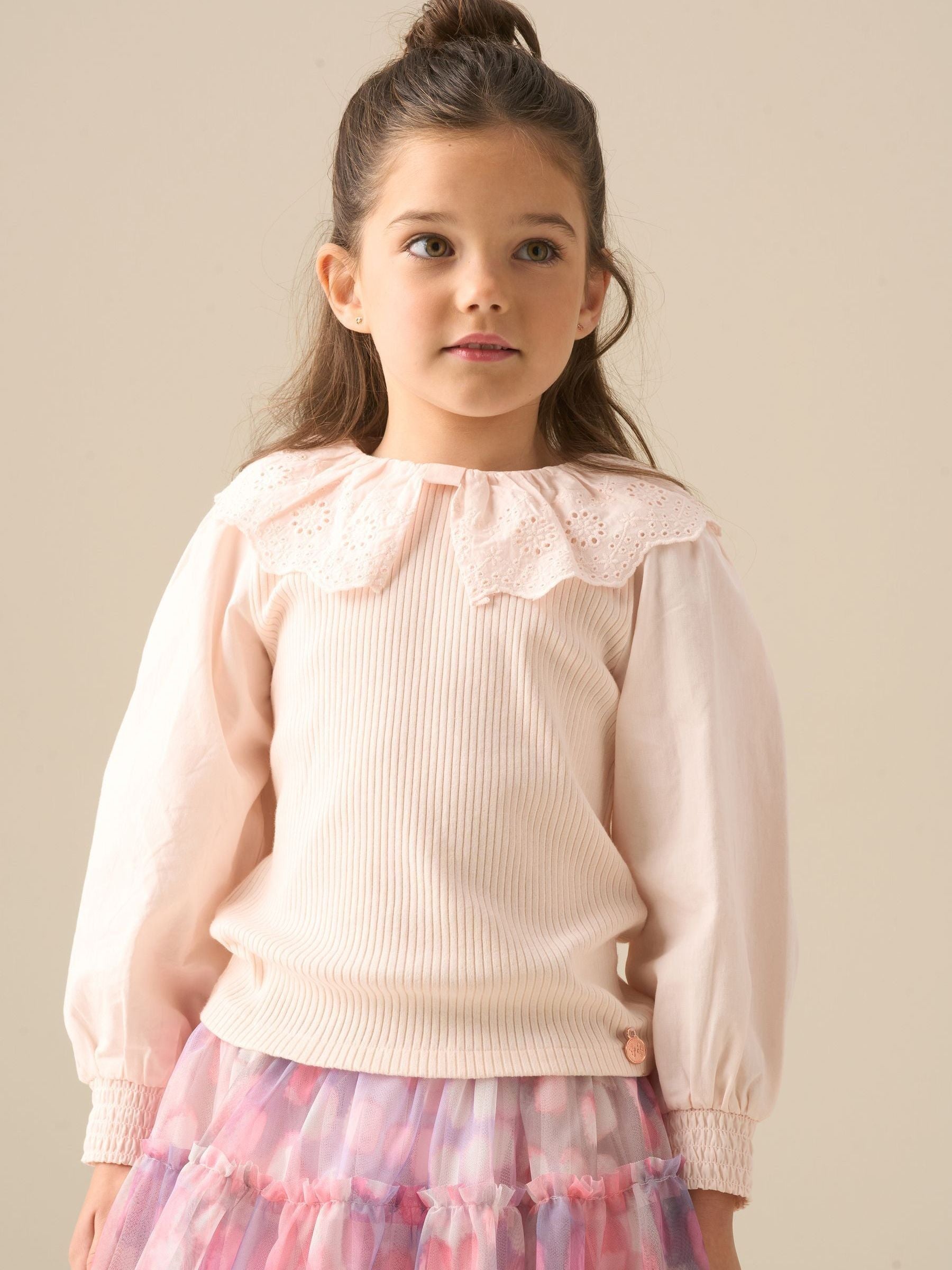 Dsiney Kidz - Angel & Rocket Pink Elise Bow Collar Long Sleeve Blouse image 2