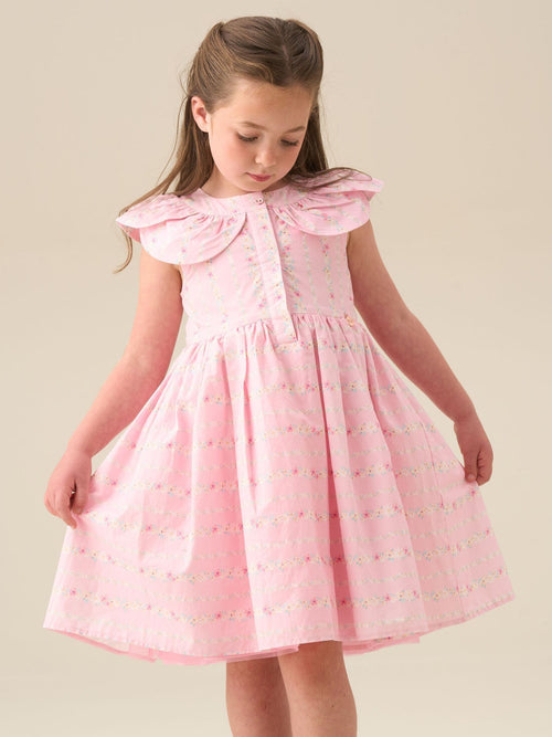Dsiney Kidz - Angel & Rocket Pink Ellery Floral Stripe Petal Collar Dress image 1