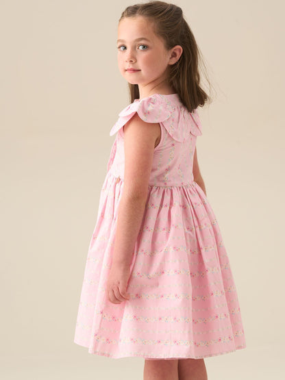 Angel & Rocket Pink Ellery Floral Stripe Petal Collar Dress image 3
