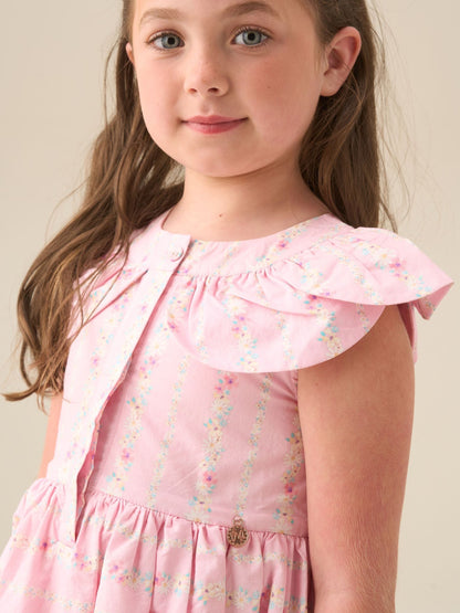 Angel & Rocket Pink Ellery Floral Stripe Petal Collar Dress image 4