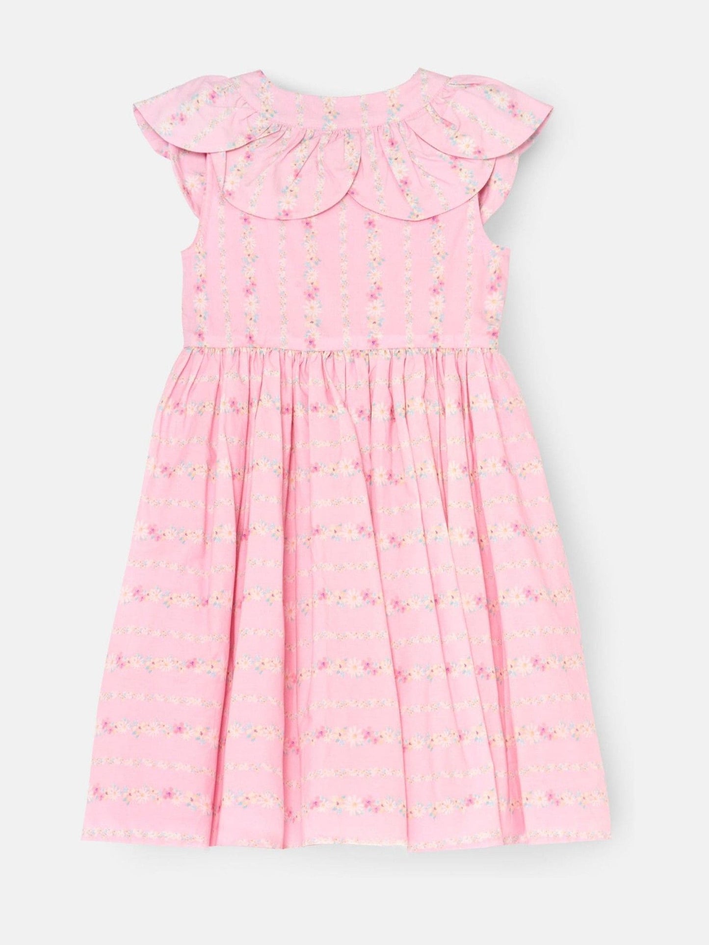 Angel & Rocket Pink Ellery Floral Stripe Petal Collar Dress image 7