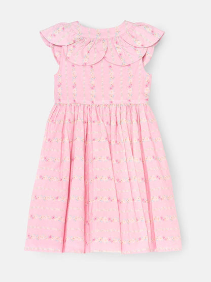 Angel & Rocket Pink Ellery Floral Stripe Petal Collar Dress image 7