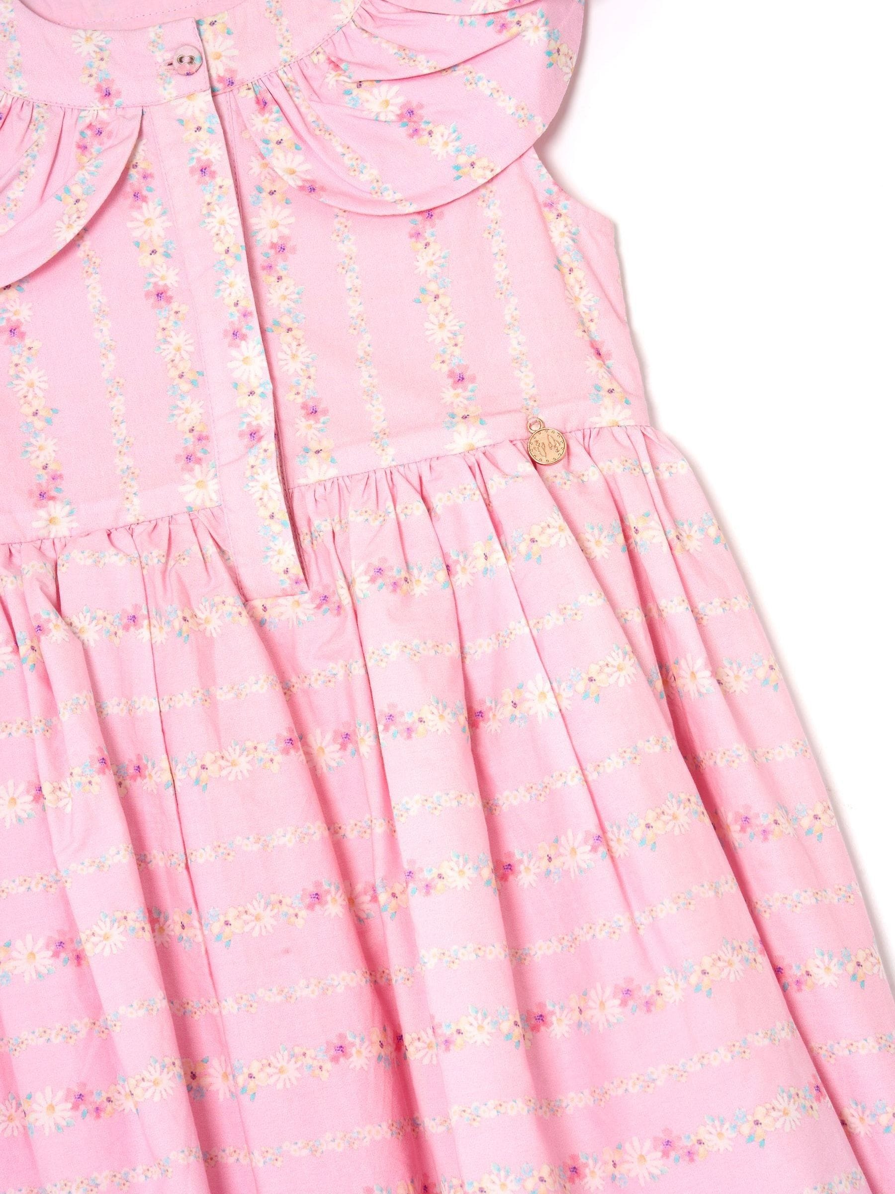 Angel & Rocket Pink Ellery Floral Stripe Petal Collar Dress image 8