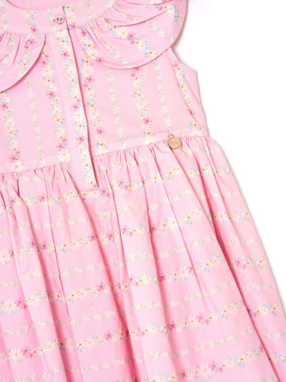 Angel & Rocket Pink Ellery Floral Stripe Petal Collar Dress image 8