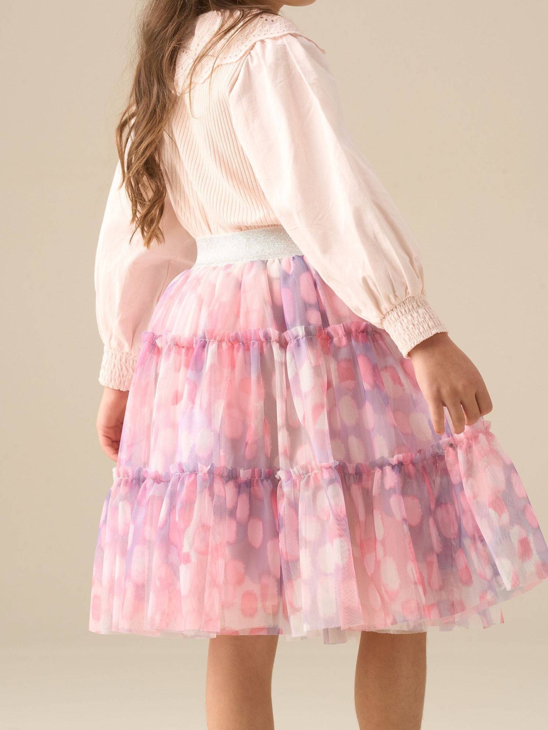 Dsiney Kidz - Angel & Rocket Pink Cara Printed Mesh Skirt image 3