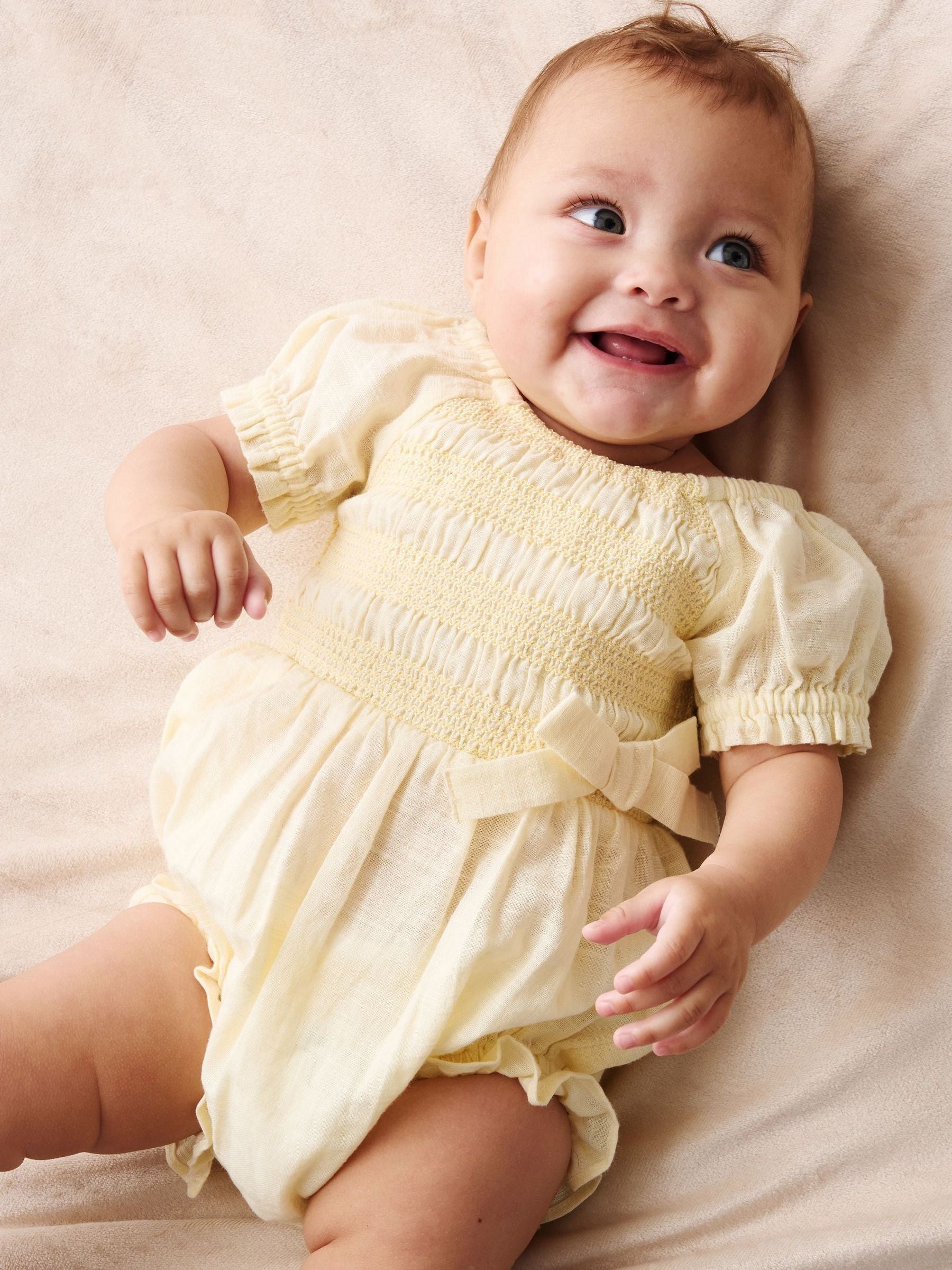Angel & Rocket Yellow Etta Shirred Rompersuits image 1