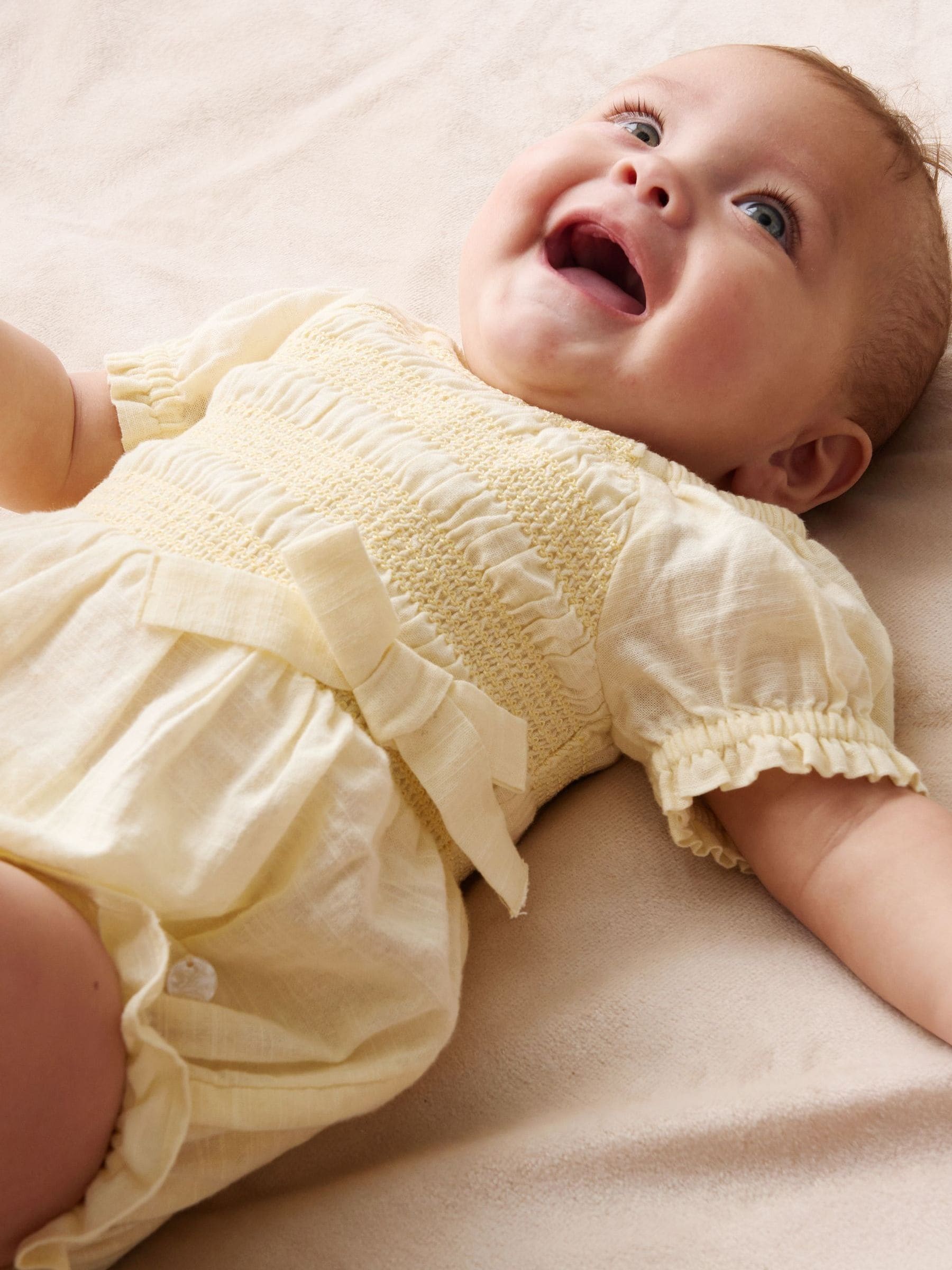 Angel & Rocket Yellow Etta Shirred Rompersuits image 2