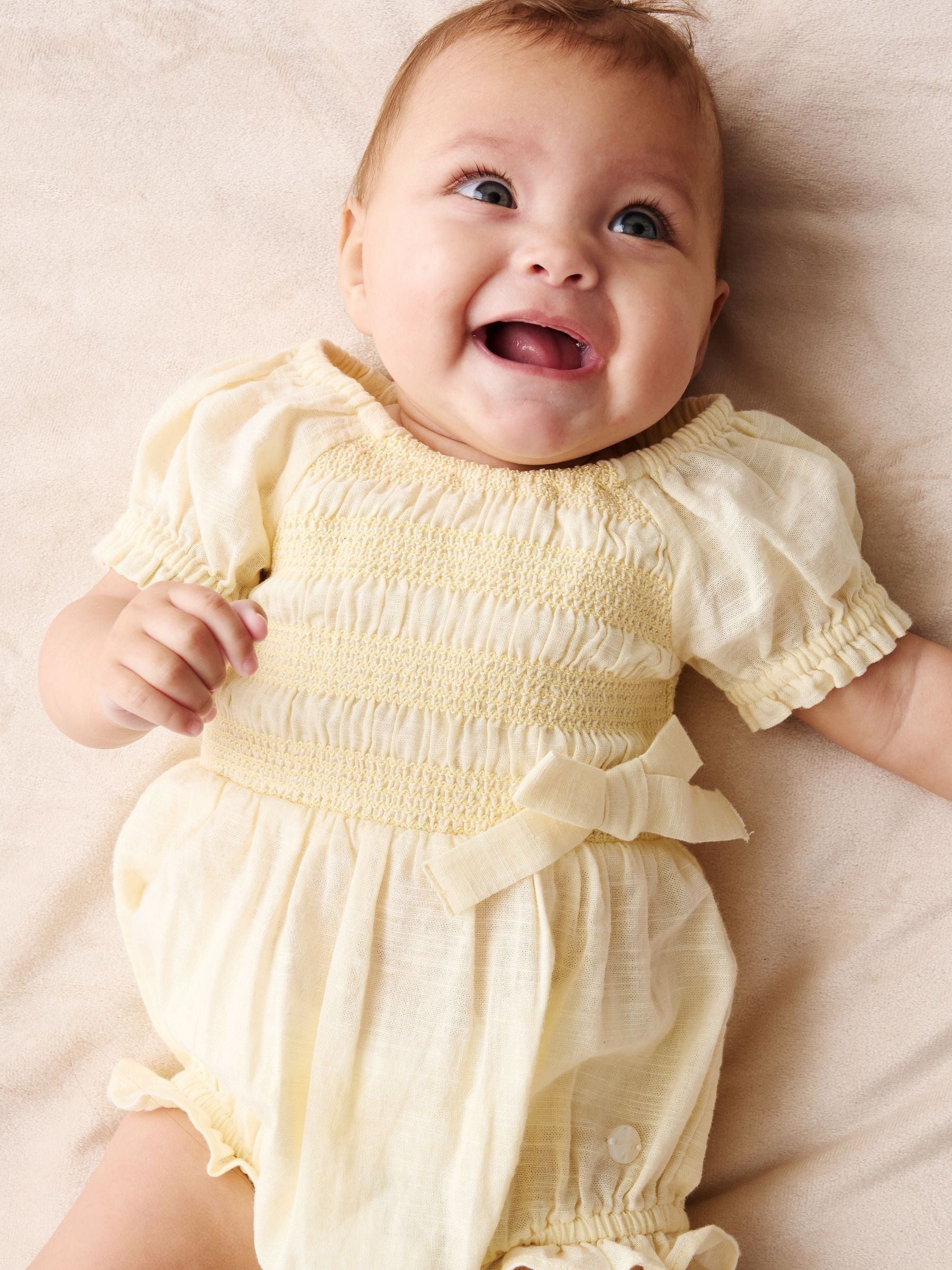 Angel & Rocket Yellow Etta Shirred Rompersuits image 3