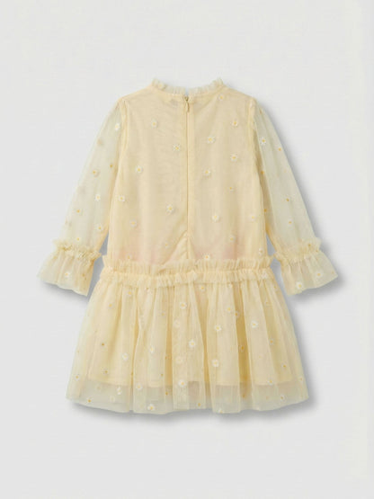 Angel & Rocket Yellow Neve Daisy Embroidered Mesh Dress image 2