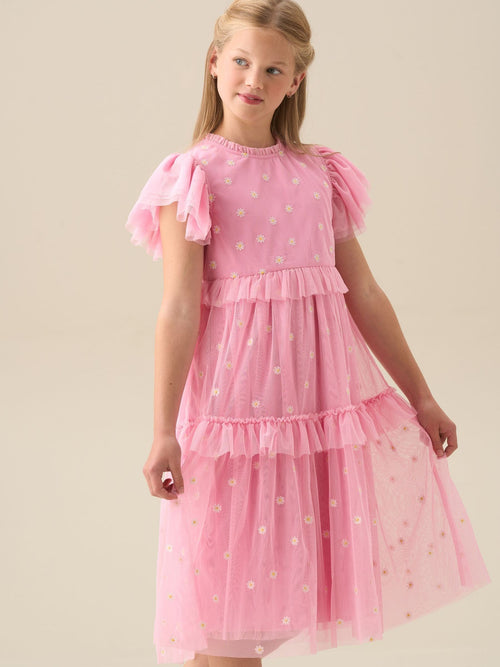 Dsiney Kidz - Angel & Rocket Pink Luisa Yellow Embroidered Mesh Dress image 1