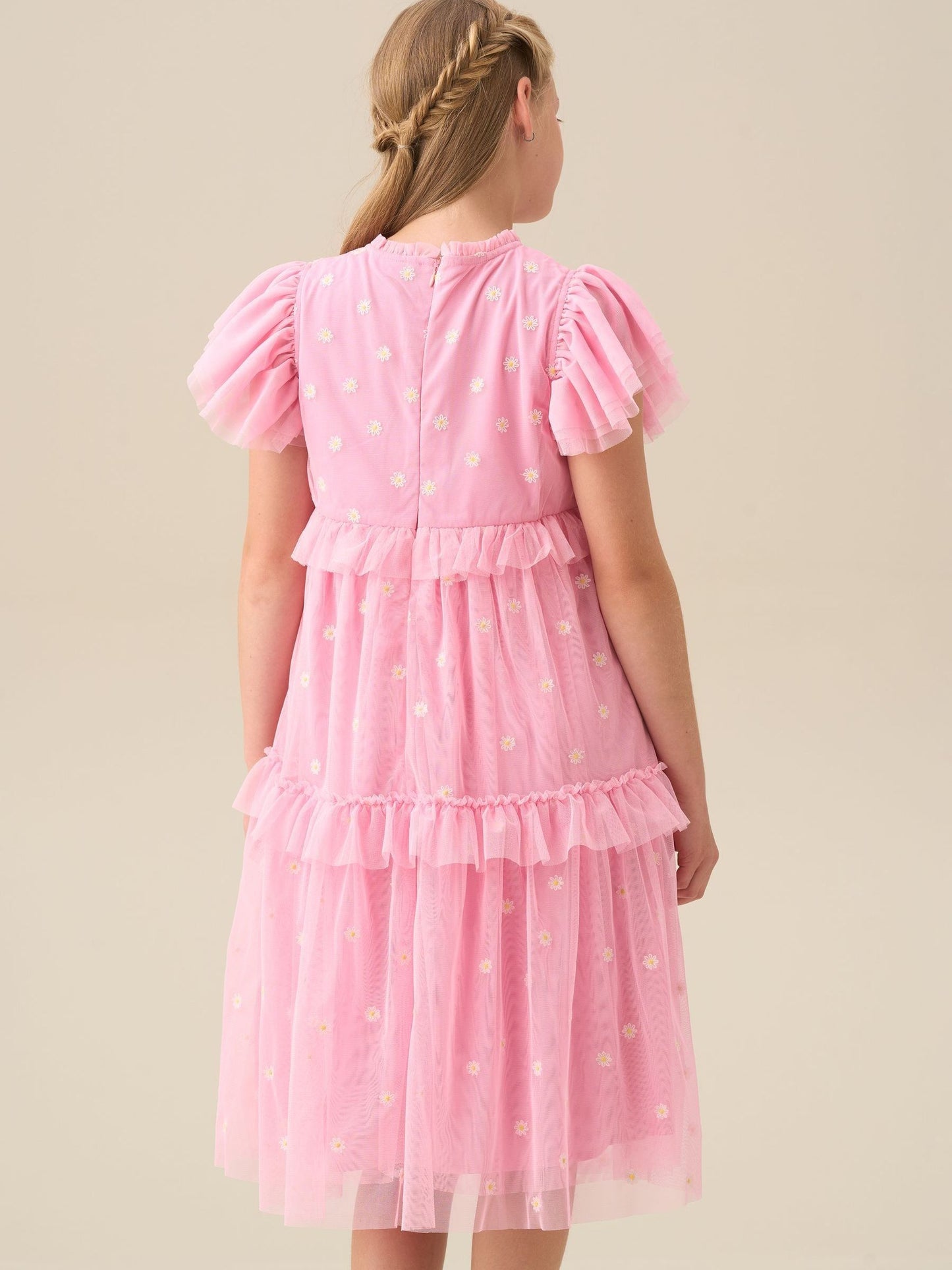 Angel & Rocket Pink Luisa Yellow Embroidered Mesh Dress image 3
