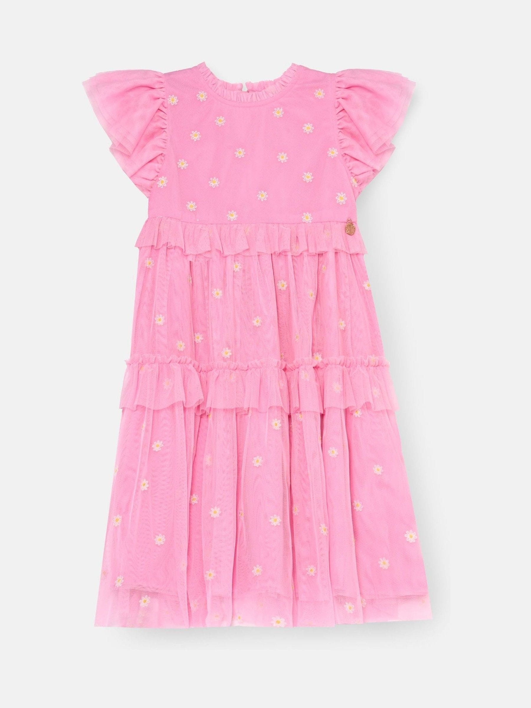 Angel & Rocket Pink Luisa Yellow Embroidered Mesh Dress image 6