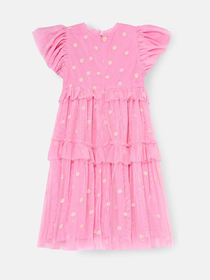 Angel & Rocket Pink Luisa Yellow Embroidered Mesh Dress image 7