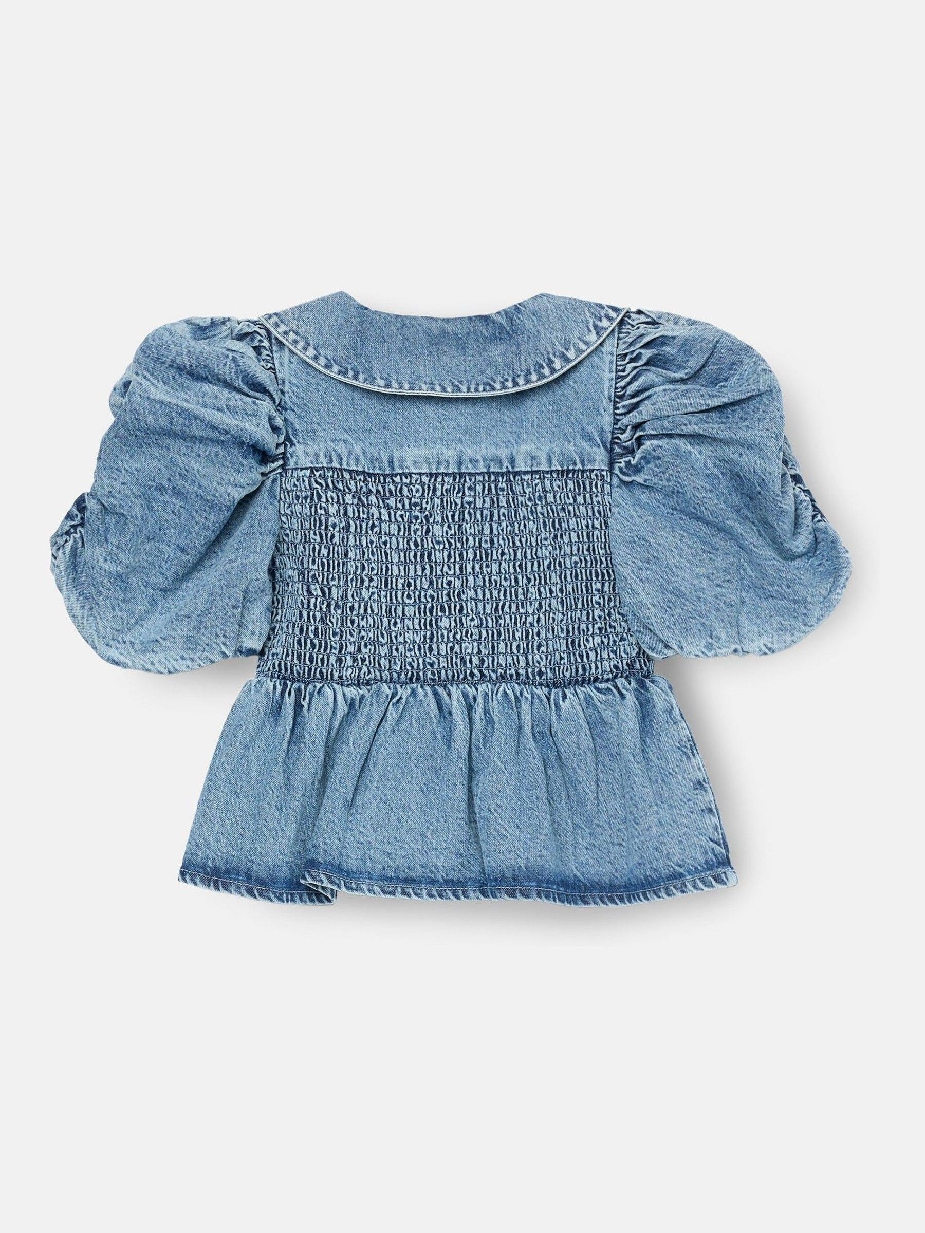 Dsiney Kidz - Angel & Rocket Blue Orla Blue Peter Pan Collar Shirred Denim Blouse image 6