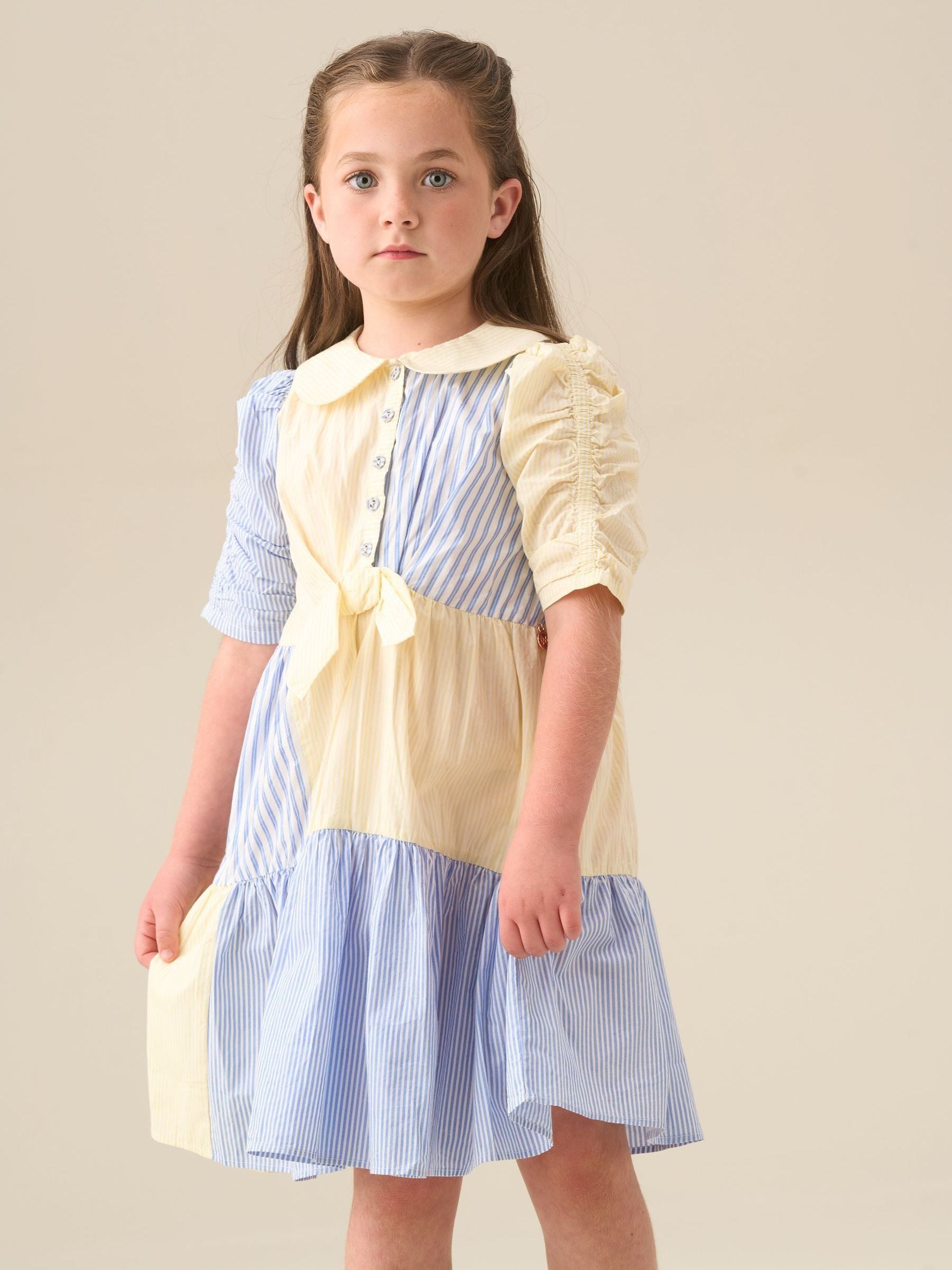 Angel & Rocket Blue Frankie Blue Mixed Stripe Shirt Dress image 4