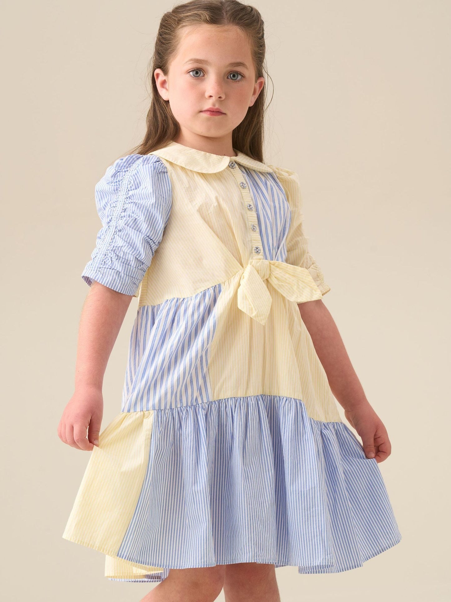 Angel & Rocket Blue Frankie Blue Mixed Stripe Shirt Dress image 5