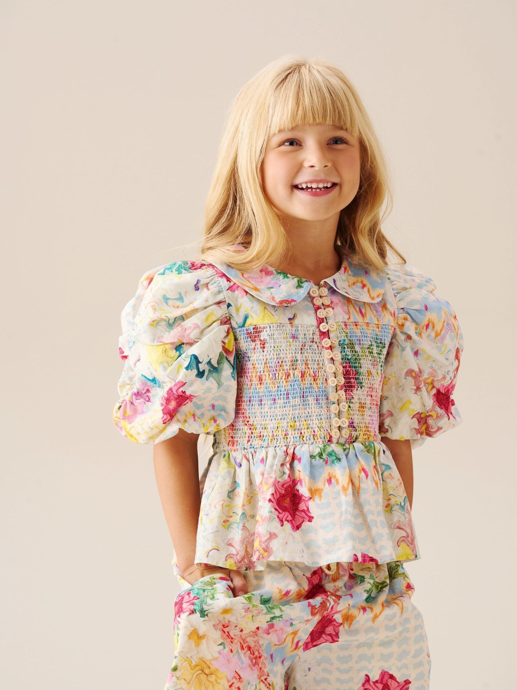 Dsiney Kidz - Angel & Rocket Cream Orla Multi Peter Pan Collar Shirred Blouse image 1