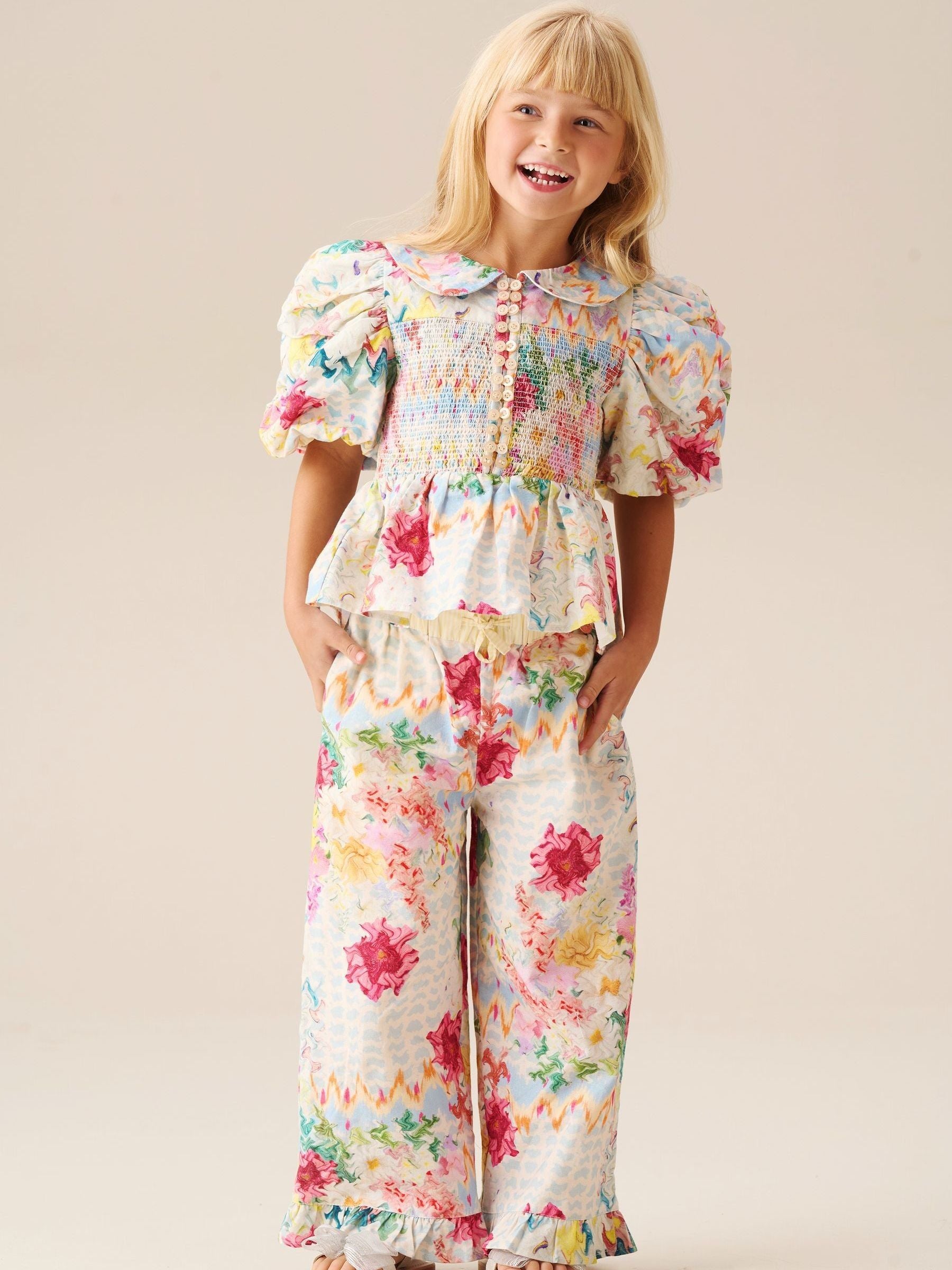 Dsiney Kidz - Angel & Rocket Cream Orla Multi Peter Pan Collar Shirred Blouse image 2