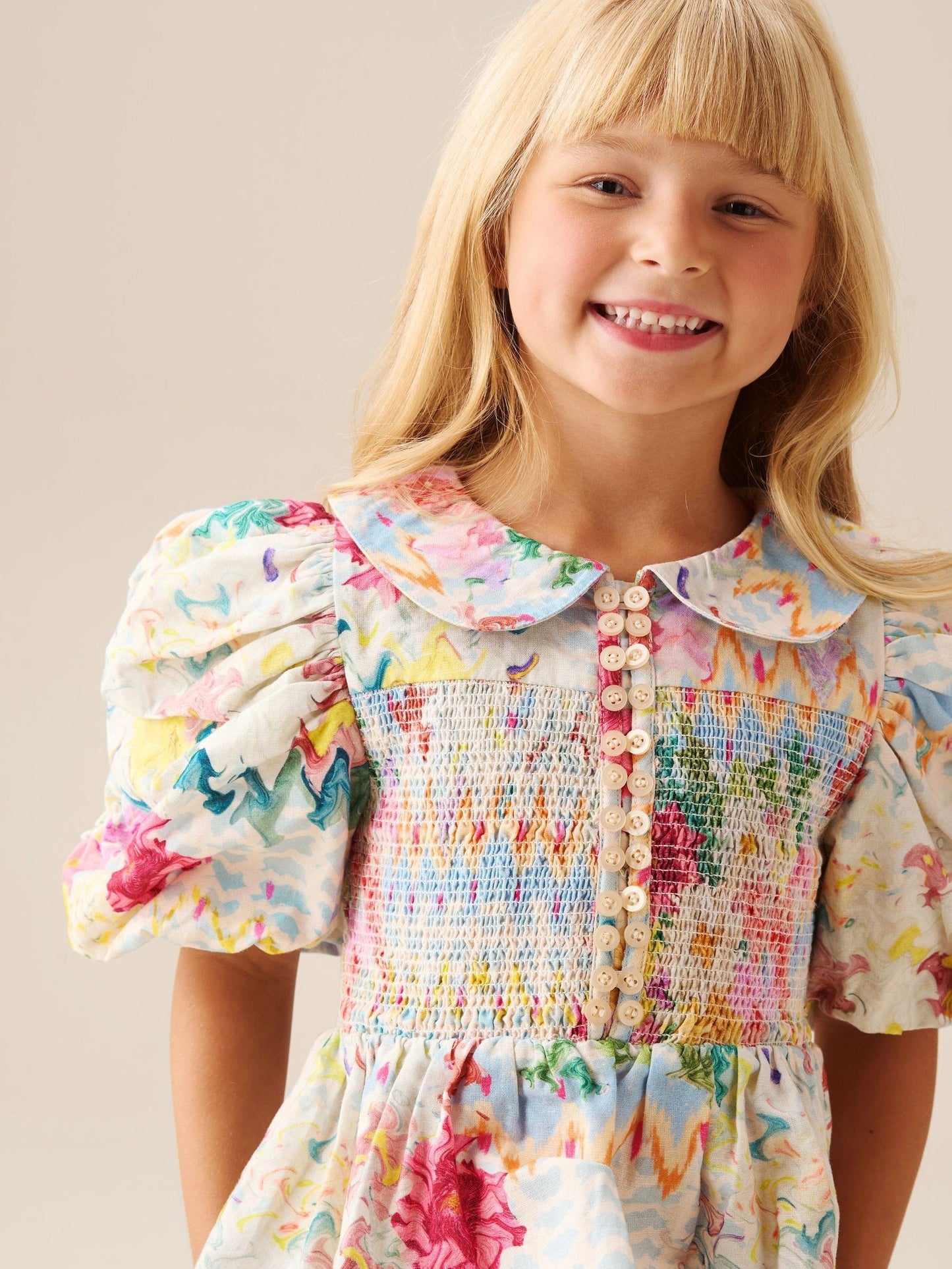 Dsiney Kidz - Angel & Rocket Cream Orla Multi Peter Pan Collar Shirred Blouse image 5