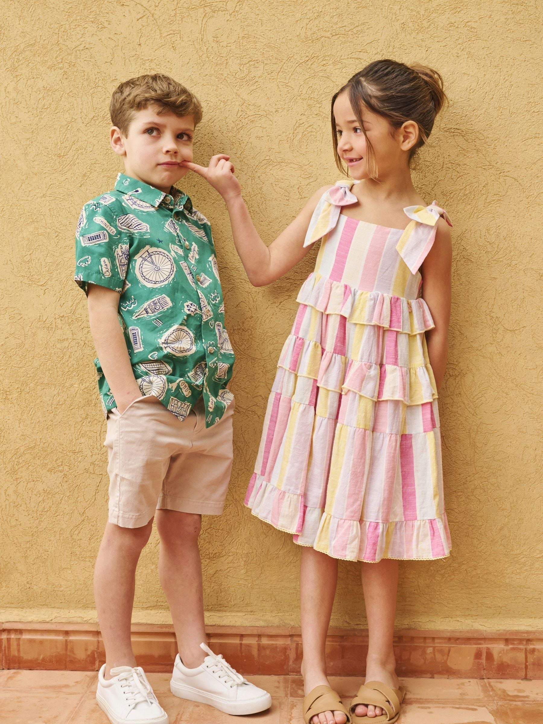 Angel & Rocket Pink Nola Pastel Stripe Tiered Dress image 2
